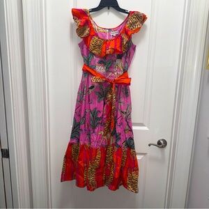 NWT Cella & Flo Jungle Tiger Print Midi Dress